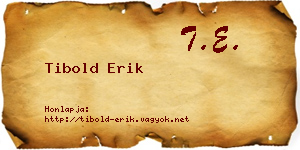 Tibold Erik névjegykártya